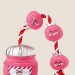 Christmas cranberry sauce plush dog toy with squeaker and rope