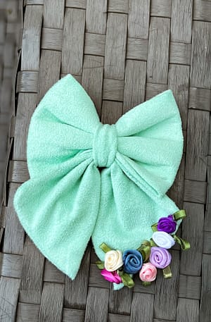 Floral Embellished Sailor Bow - Mint