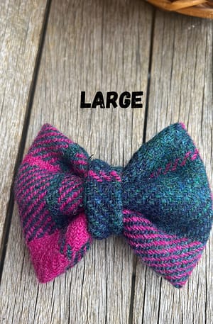 Pink & Blue Check Tweed Bow Tie