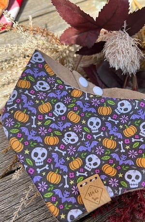 Mini Skulls & Pumpkins Bandana  - H&G Autumn & Halloween Collection
