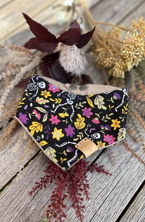 Black Skeletons and Flowers Bandana  - H&G Autumn & Halloween Collection