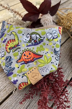 Grey Halloween Dinosaur Bandana  - H&G Autumn & Halloween Collection