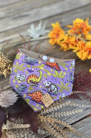 Purple Halloween Dinosaur Bandana  - H&G Autumn & Halloween Collection