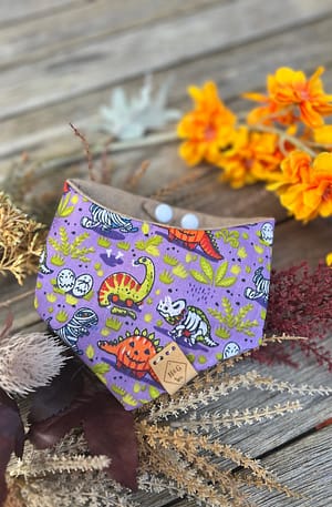 Purple Halloween Dinosaur Bandana  - H&G Autumn & Halloween Collection