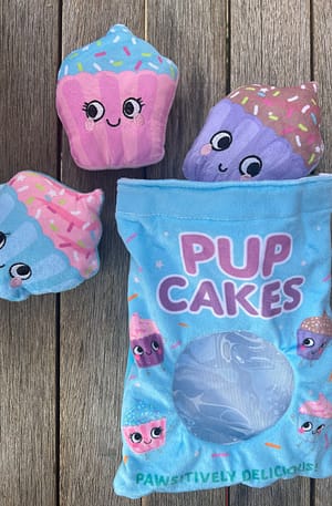 Pup cakes plush hide and seek toy with squeakers and crinkle sound
