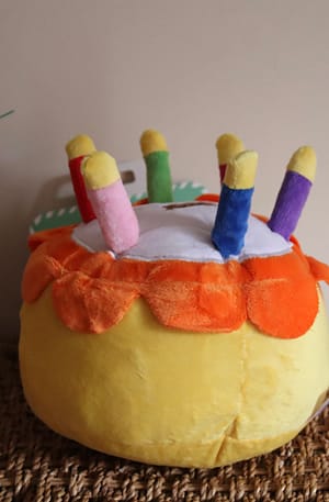 Large Birthday Cake with Candles - Plush Dog Toy with Squeaker