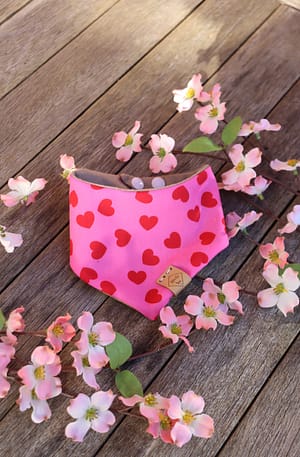 Bubblegum Hearts- Valentines Dog Bandana and option to add matching Scrunchie