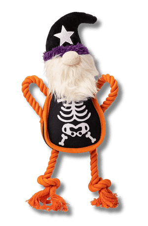 Tough Halloween Skeleton Gonk Dog Toy - House of Paws Dog Toy with Squeaker and Rope