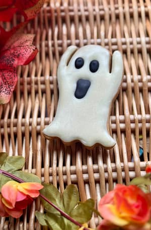 Halloween Iced Ghost- Grain Free Handmade Dog Biscuits