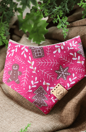 Hot Pink Christmas Gingerbreads-  Christmas Dog Bandana