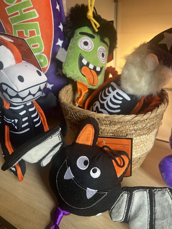 Tough Halloween Skeleton Gonk Dog Toy - House of Paws Dog Toy with Squeaker and Rope - Image 2