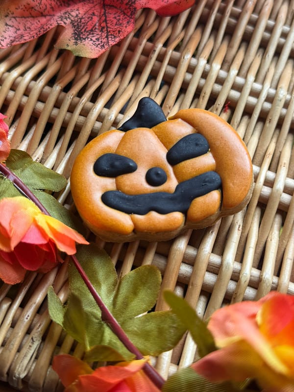 Halloween Iced Pumpkin- Grain Free Handmade Dog Biscuits