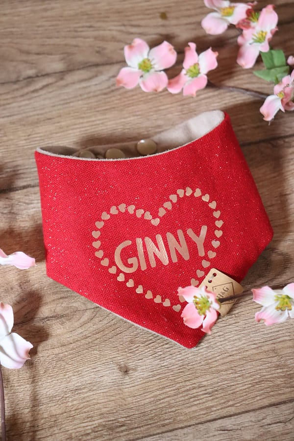 Personalised Valentines Heart Bandana - Personalise with your Dogs Name - Image 6