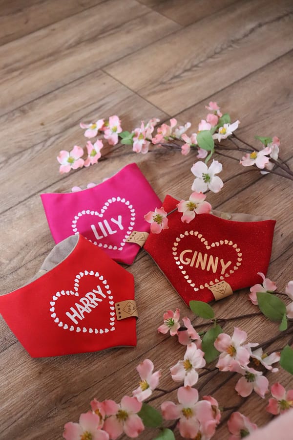 Personalised Valentines Heart Bandana - Personalise with your Dogs Name