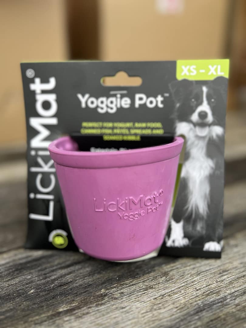 LICKIMAT Yoggie Pot - Rubber Slow Feeder & Licking Mat For Dogs, Enrichment Treat Dispenser (Green)