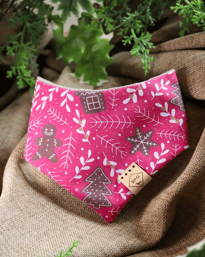Hot Pink Christmas Gingerbreads- Christmas Dog Bandana